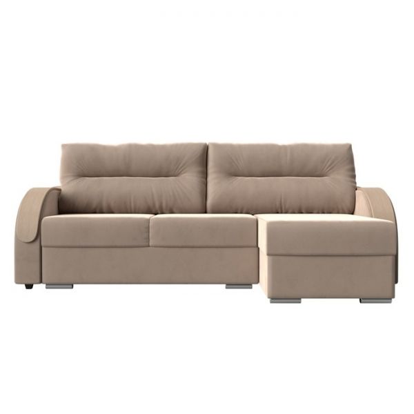 Угловой диван «Дарси», механизм еврокнижка, велюр, цвет бежевый