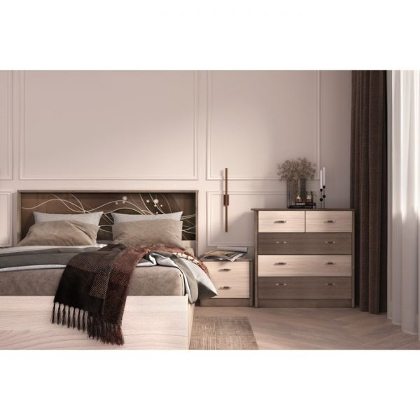 Комод «Николь», 866 ? 452 ? 856 мм, 5 ящиков, цвет ясень шимо светлый / тёмный