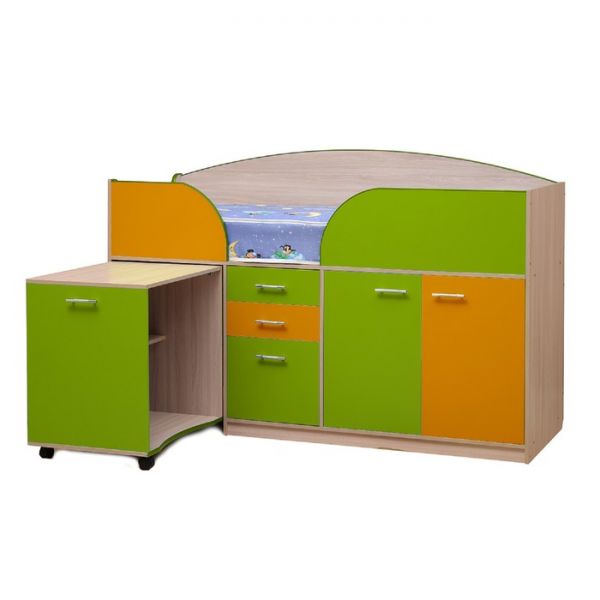 Уголок школьника «Юниор-4.1», 2105 ? 740 ? 1230 мм, цвет ясень шимо светлый/лайм/жёлтый