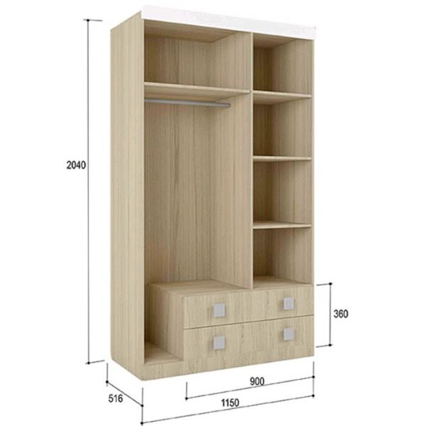 Шкаф 3-х створчатый «Стиль 25», 1150 ? 516 ? 2040 мм, цвет туя светлая / лайм