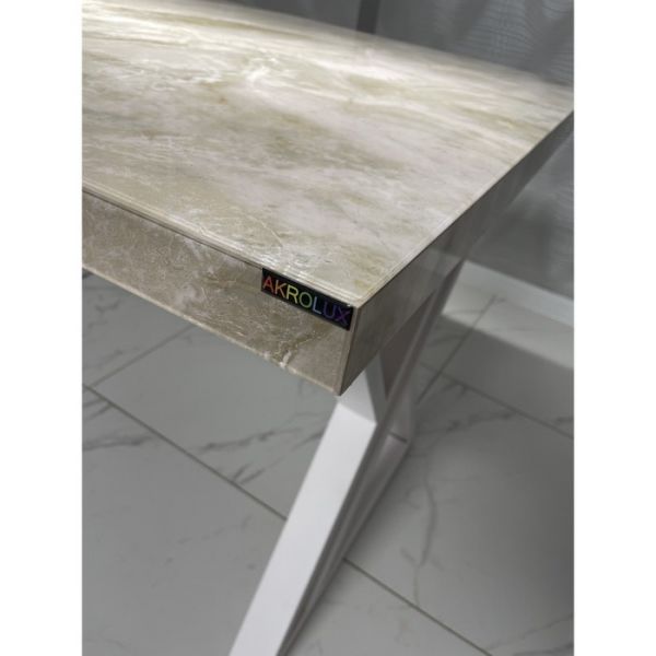 Обеденный стол «Оникс», 1200 ? 800 мм, опора «Х» чёрная, цвет чёрно-белый мрамор