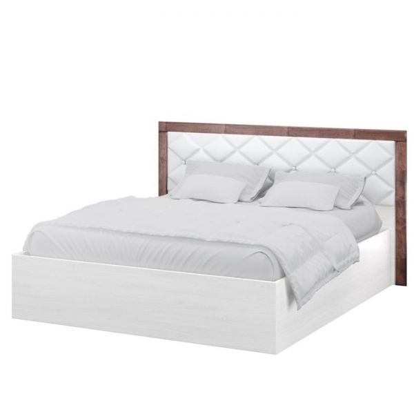 Кровать Мадлен 1600х2000 с ортопедом и ПМ с ящиком ясень анкор светлый/МДФ дуб бомонд какао