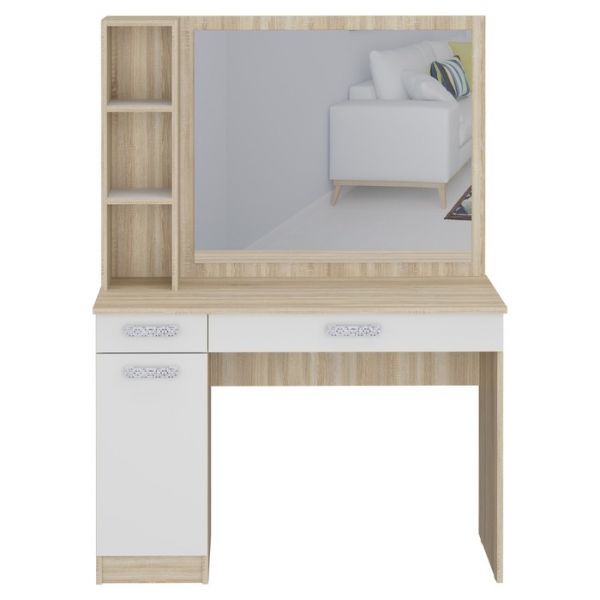 Стол туалетный с зеркалом «Салоу», 1100 ? 450 ? 1504 мм, цвет дуб сонома / перламутр