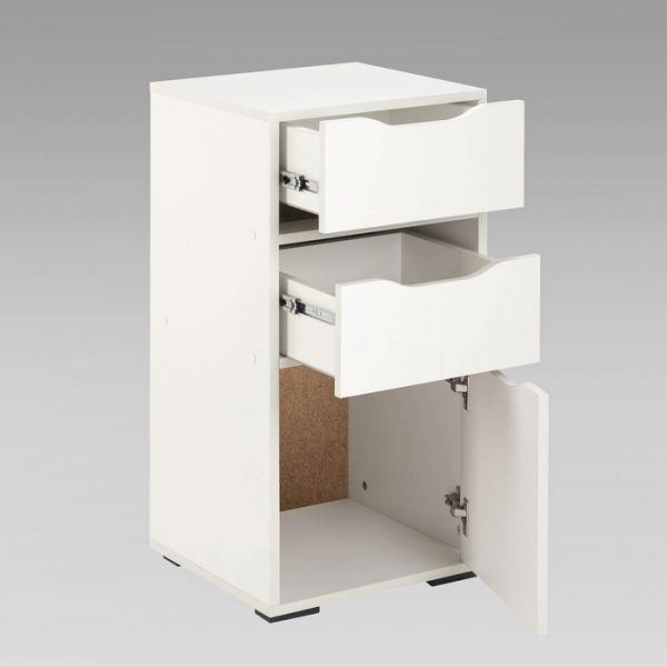 Комод  2 ящика 1 створка  Пифагор-1  D (2Я1С)  навесной/напольный 400х400х820 Белый матовый