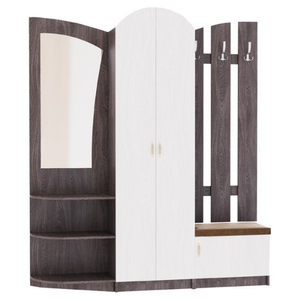 Прихожая Саша 2 , 2100х1800х370, Анкор темный/Анкор светлый