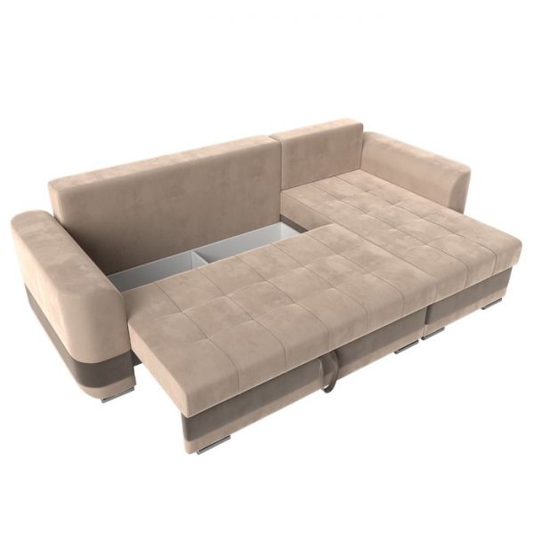 Угловой диван «Честер», механизм еврокнижка, велюр, цвет бежевый