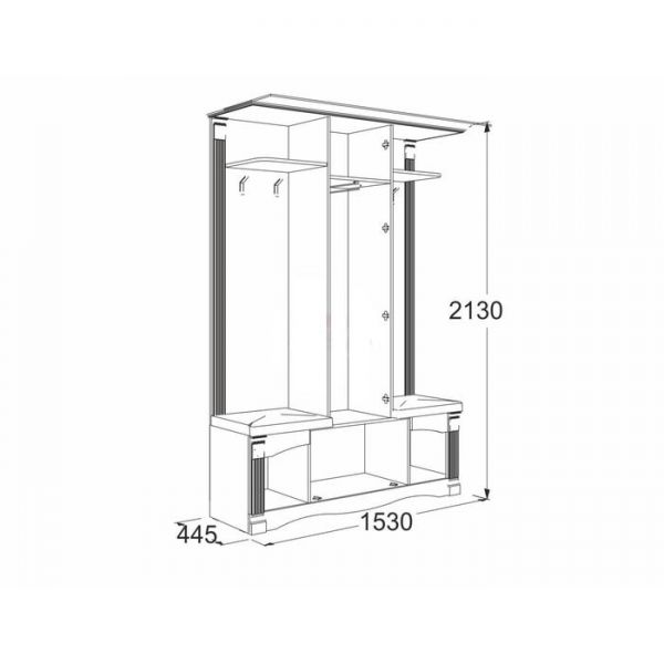 Прихожая «Саша 17», 1530 ? 445 ? 2130 мм, ЛДСП / МДФ, зеркало, цвет белый / анкор светлый