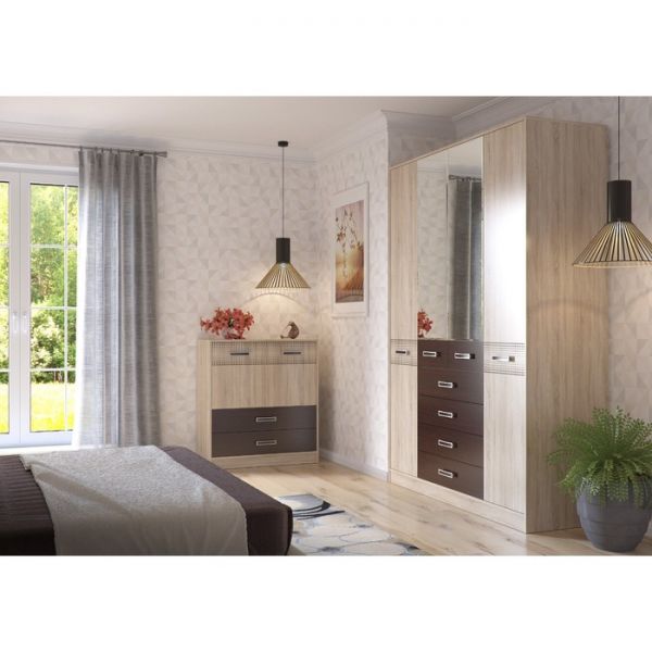 Кровать 1600х2000, с основанием, Дуб Сонома/Венге