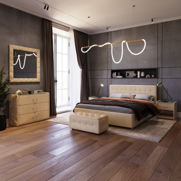 Кровать «Космопорт New» с ПМ, 1400 ? 2000 мм, ЭКО деревянный каркас, 1 ящик, цвет бежевый