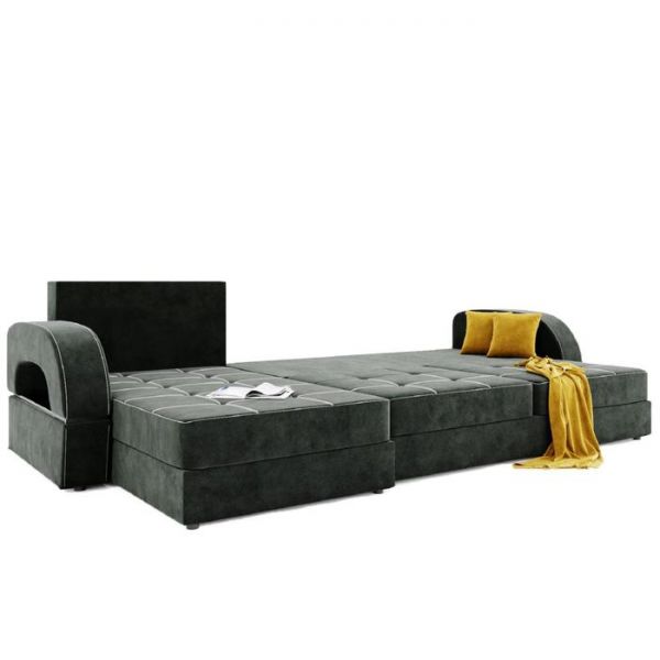 Угловой диван «Талисман 2», угол левый, пантограф, велюр, цвет селфи 01, подушки селфи 03