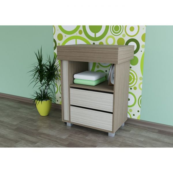 Комод с гладильной доской К2, 670х475х900, Ясень шимо темный/Ясень шимо светлый