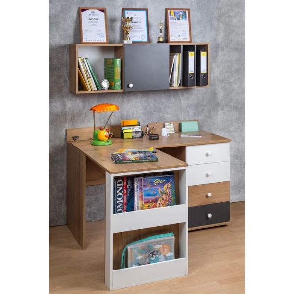 Стол приставной «Лойс 86», 525 ? 643 ? 744 мм, угловой, цвет дуб золотистый / белый