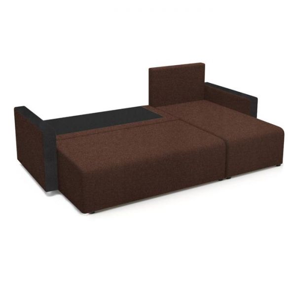 Угловой диван «Алиса 3», еврокнижка, бельевой ящик, рогожка, bahama ash/теоs dark brown