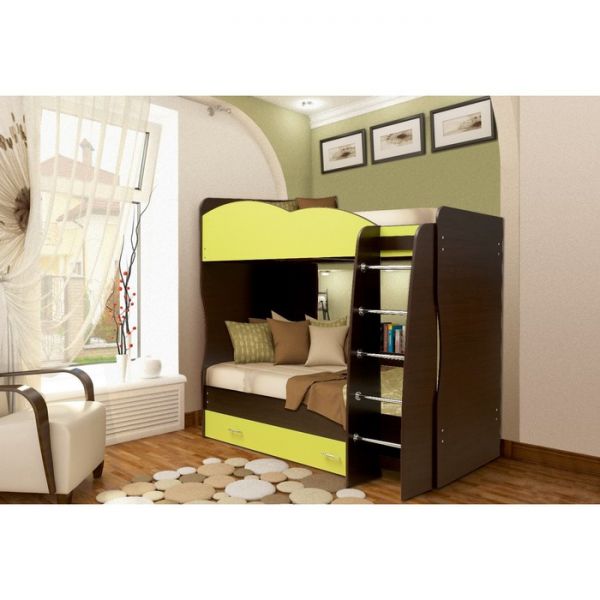 Кровать детская двухъярусная «Юниор-2», 2042 ? 1160 ? 1800 мм, цвет орех гварнери