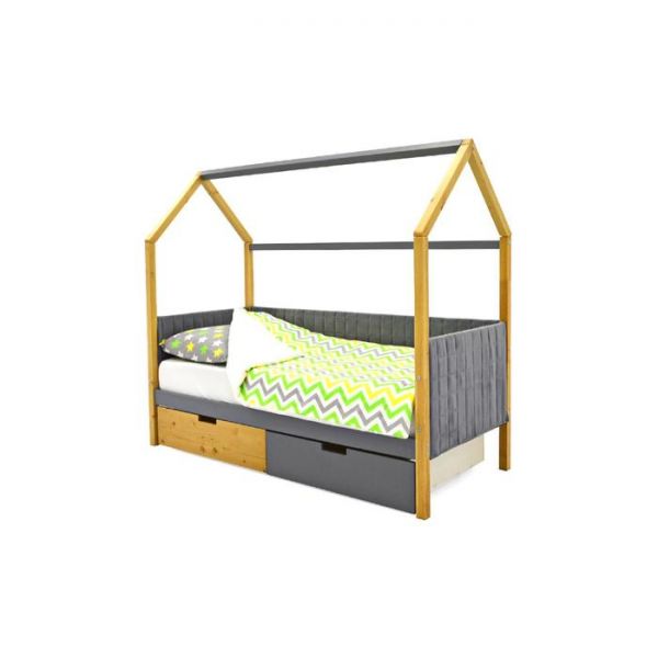 Детская кровать-домик мягкий Бельмарко  Svogen дерево-графит