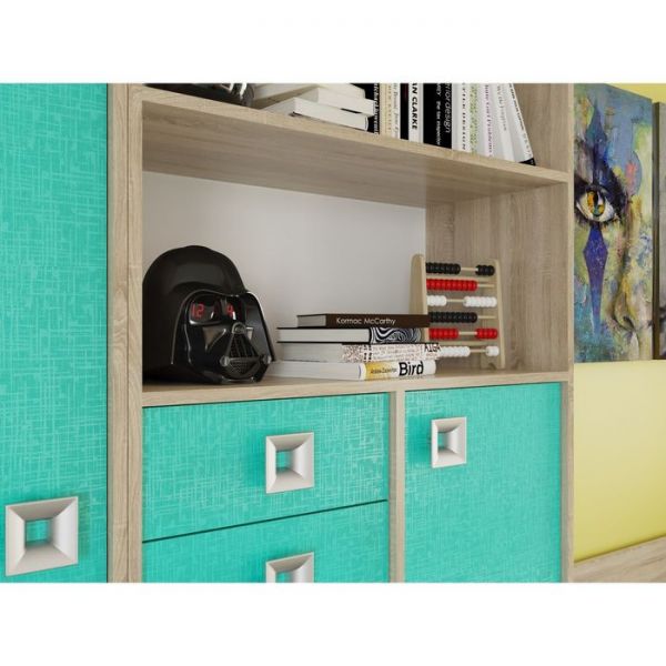 Шкаф настольный СИТИ 1200*270*1030 Дуб сонома/Аква