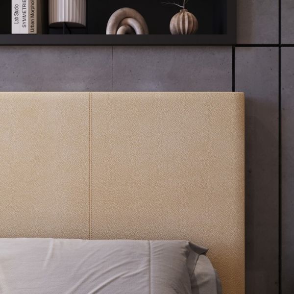 Кровать «Атриум New» с ПМ, 1400 ? 2000 мм, 1 ящик, экокожа, цвет бежевый