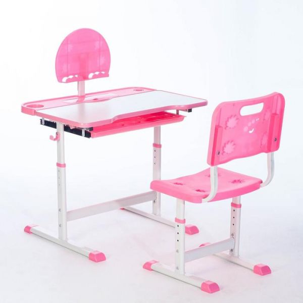 Растущая парта со стулом S01, розовая, ростовая группа №3-4