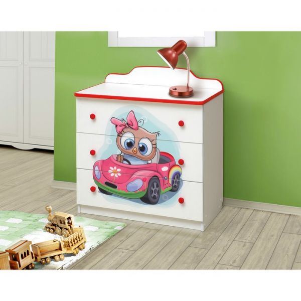 Комод №1 с фотопечатью «Совята», 810 ? 450 ? 850 мм, цвет белый