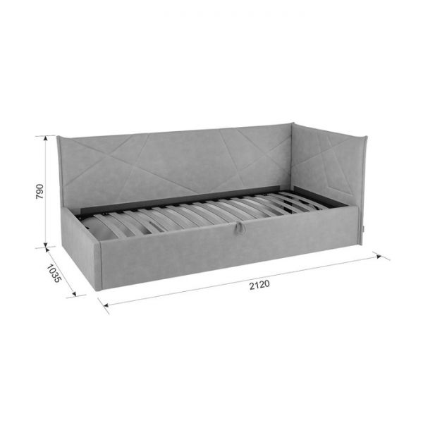 Тахта с ортопедом + ПМ Бест 900х2000 графит (велюр)