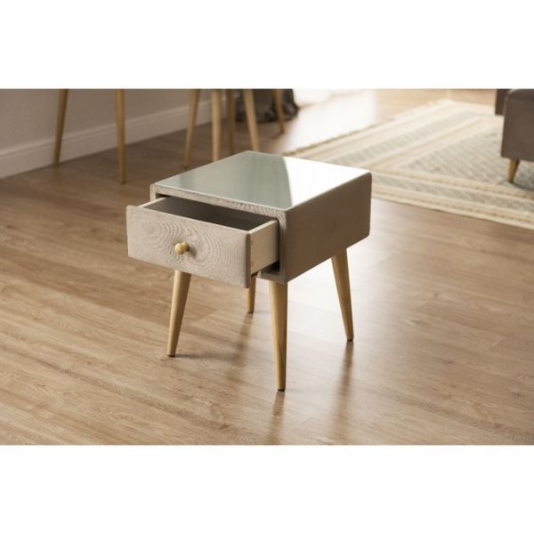 Тумба «Олимпия», 1 ящик, стекло, велюр, цвет velutto 05