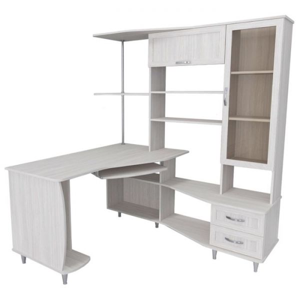 Стол компьютерный Альфа-4 Правый Дуб молочный/венге