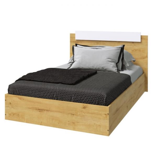 Кровать ЭКО 1200х2000 дуб вотан/белый гладкий