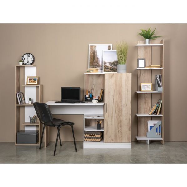 Стол письменный Лайт 03.247, 1450х567х1266, Белый премиум/Дуб серый