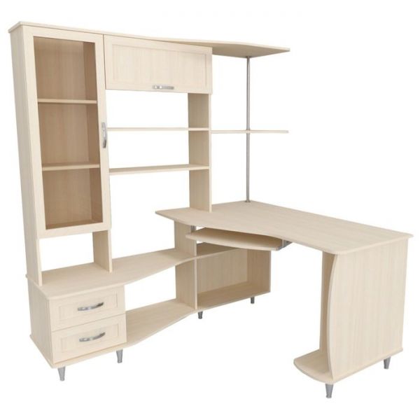 Стол компьютерный Альфа-4 планка Левый Дуб молочный/венге