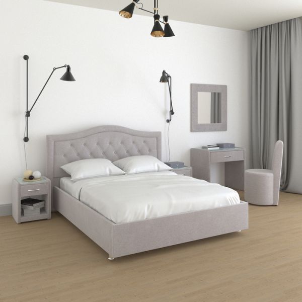 Кровать «Ротонда» с ПМ, 140 ? 200 см, ортопедическое основание, рогожка, цвет серый