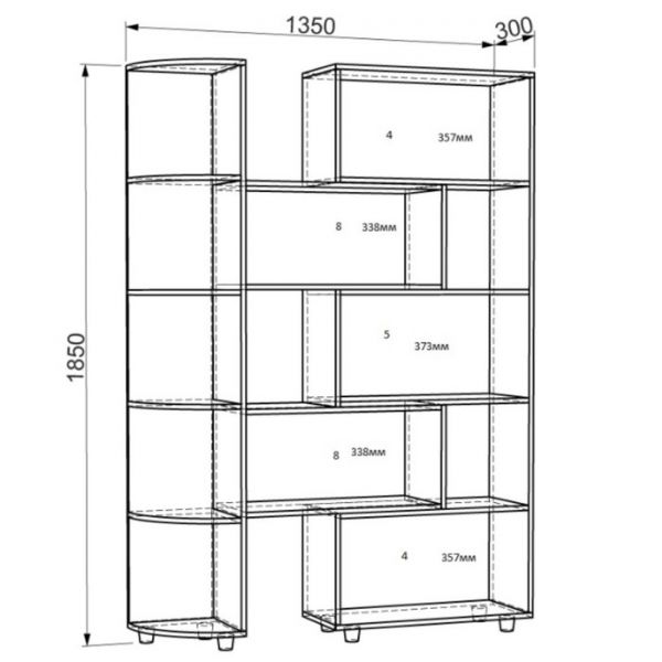 Стеллаж 2 Дуб млечный
