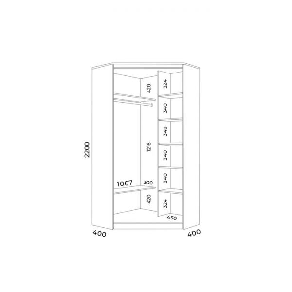 Угловой Шкаф-купе Хит-У-22-4-66, 1100x1100x2200, Венге цаво, Ромб большой на матовом
