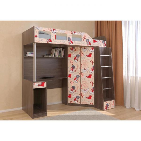 Детский комплекс «Астра 7», цвет дуб шамони / дуб молочный, фотопечать «Кеды»