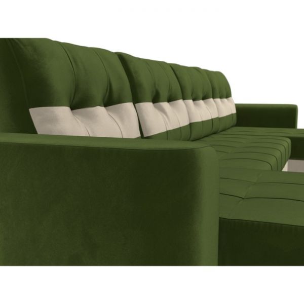 П-образный диван «Честер», механизм еврокнижка, микровельвет, цвет бежевый / коричневый