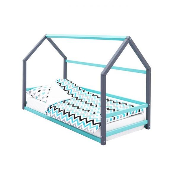 Детская кровать-домик Монтессори Бельмарко Svogen графит-мятный