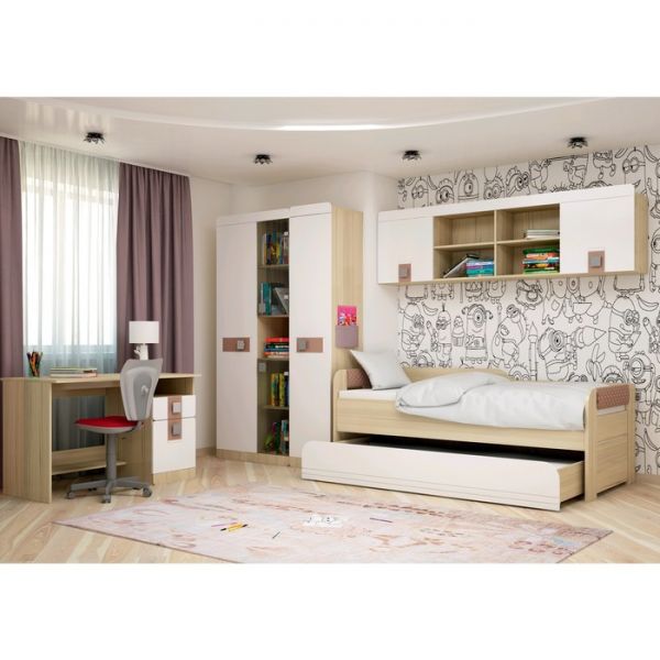 Пенал «Стиль 5.1», левый, 400 ? 416 ? 2040 мм, цвет туя светлая / кофе с молоком