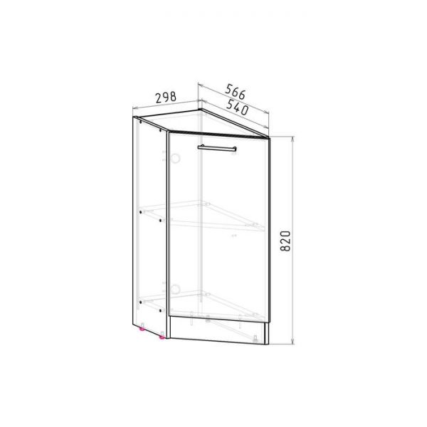 Шкаф напольный Кира 300х600х850 завершающий левый закрытый венге/Квадро шимо темный/малага