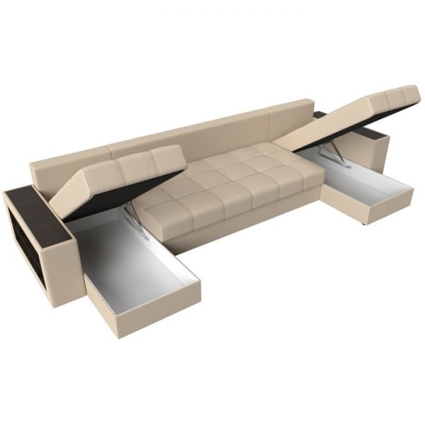 П-образный диван «Дубай», механизм еврокнижка, экокожа, цвет бежевый