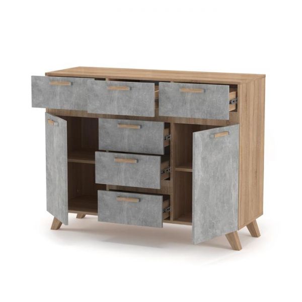 Комод Фарго, 1184х436х928, Дуб сонома/Бетон светлый
