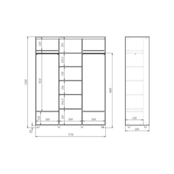 Шкаф-купе Яркий-222 1770х600х2300 Дуб Сонома/Путешествие 3