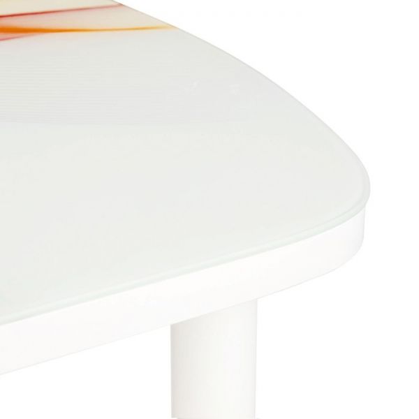 Стол раздвижной с ФП Волна, 1100/1500х700х777 стело/пояс белый/прямые белые ноги