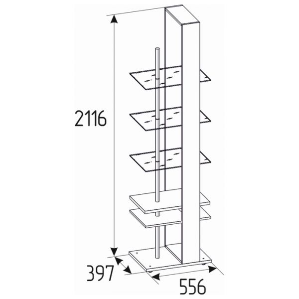 Стеллаж Nature 25, 556 ? 397 ? 2116 мм, цвет гаскон пайн / чёрный