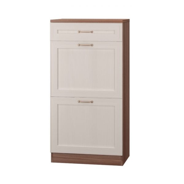 Тумба с дверками и ящиком ЛЕСТЕР 600х384х1179 Ясень шимо темный/бодега светлая