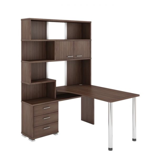 Стол СР-420/130, угол левый, 1300 ? 1300 ? 1990 мм, цвет белый жемчуг