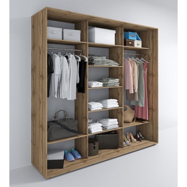 Шкаф-купе «Сим ЗЗ», 1500 ? 600 ? 2310 мм, ЛДСП, зеркало, цвет дуб крафт