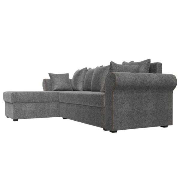 Угловой диван «Рейн», механизм еврокнижка, угол правый, рогожка, цвет серый / кант бежевый