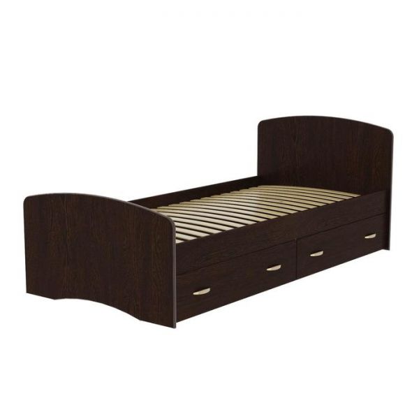 Кровать №6 с 2-мя ящиками, 800 ? 2000 мм, ЛДСП, цвет венге