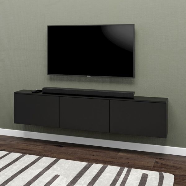 Тумба подвесная под ТВ 3, 1800х380х210, Черный