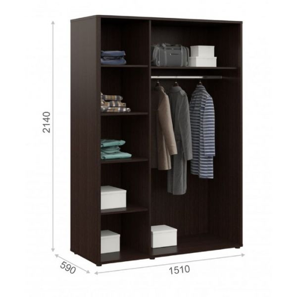 Шкаф 3-х дверный «Токио», 1510 ? 590 ? 2140 мм, цвет венге