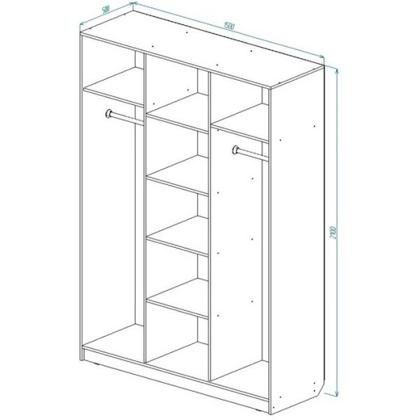 Шкаф 3-х створчатый распашной Аврора 1500х500х2100 Дуб Крафт Белый